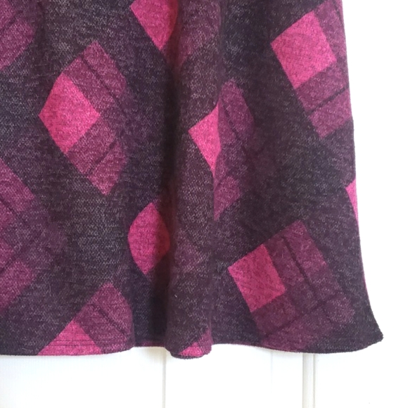 Vintage Plaid Midi Skirt Magenta Black Belted Tie Waist - Picture 7 of 10